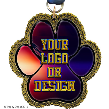 3.25" Custom XL Paw Shaped Insert Medal - TD Exclusive! [MXXLPAW-i]