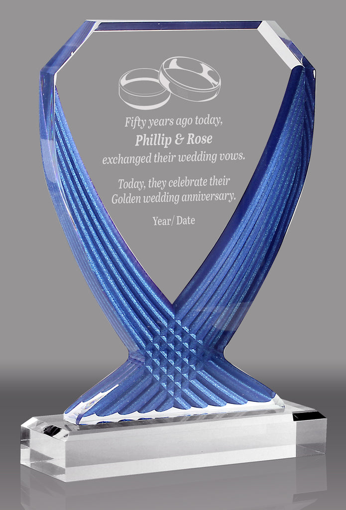Diamond Vase Acrylic Award - Blue 10 inch [ADVS-BLU-10]