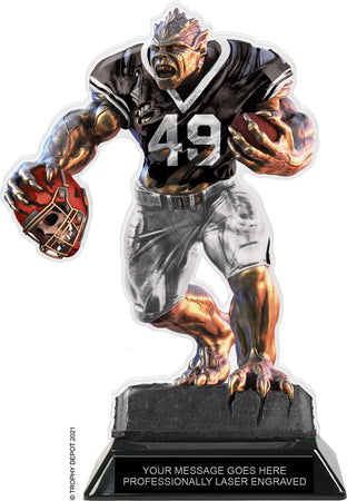 Beast Football Choose Your Number Acrylic Trophy - 8.5 inch Black [TACR85-BST-FB-BLK-Q]