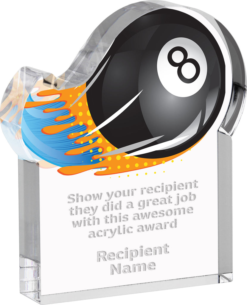 Billiards 8-Ball Splatters Acrylic Award- 3x4 inch [ASLM-34-BL8-Q]