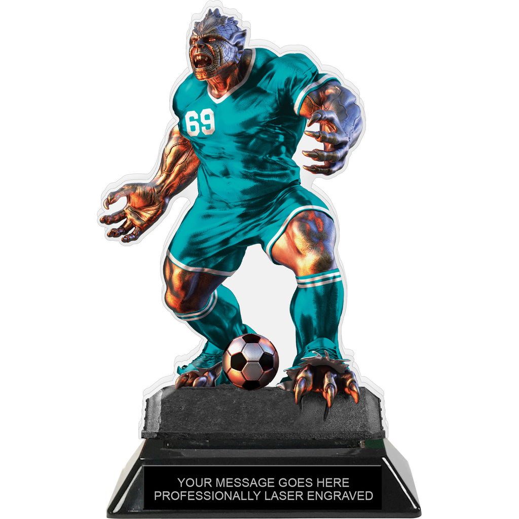 Beast Soccer Choose Your Number Acrylic Trophy - 7 inch Teal [TACR7-BST-SC-TEAL-Q]