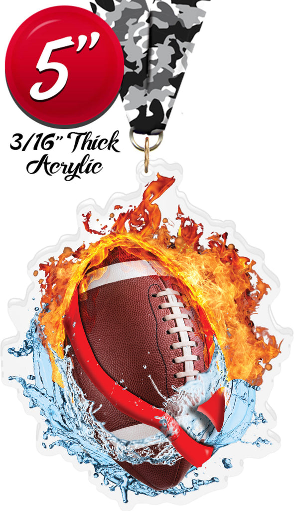 Flag Football Fire & Water Colorix-M Acrylic Medal [MACR5-FW-FLGFB-Q]
