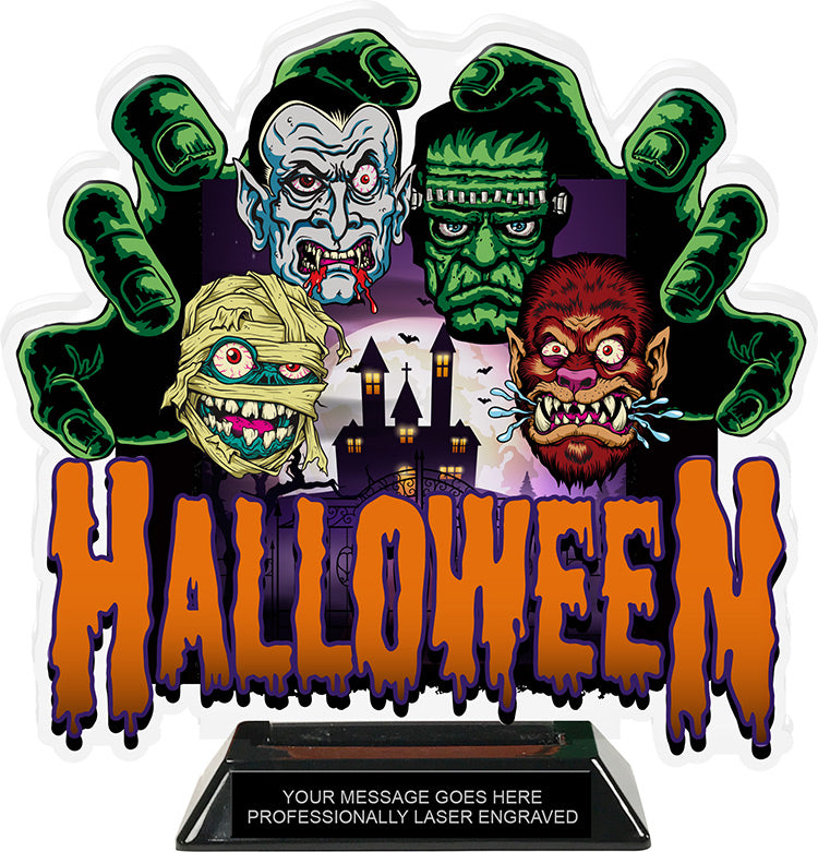 Halloween Monster Mash Colorix-T Acrylic Trophy- 8.25 inch [TACR8-HLWN-MNSTR-Q]