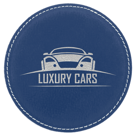 Blue Round Leatherette Coaster [CSTJCI-385]