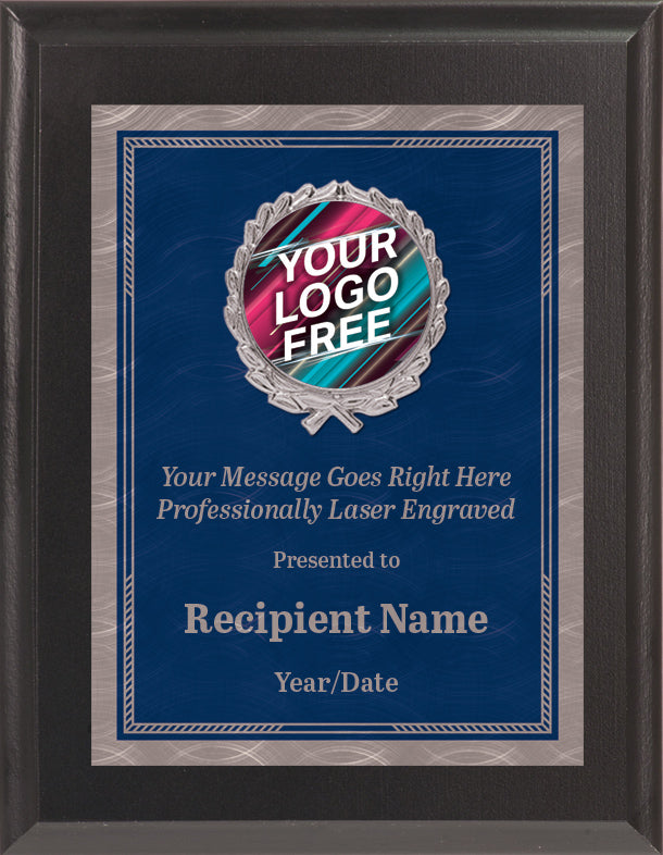 Blue Chrome Plated Sunray Custom Insert Plaque - 7x9 inch [PXJ816Si-7X9-BLU]