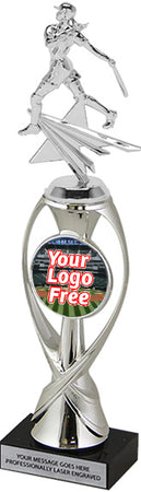 Custom Silver Ribbon Riser Trophy [TXPRR12-S]