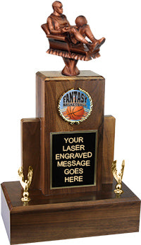 Fantasy Basketball Resin Empire Walnut Trophies