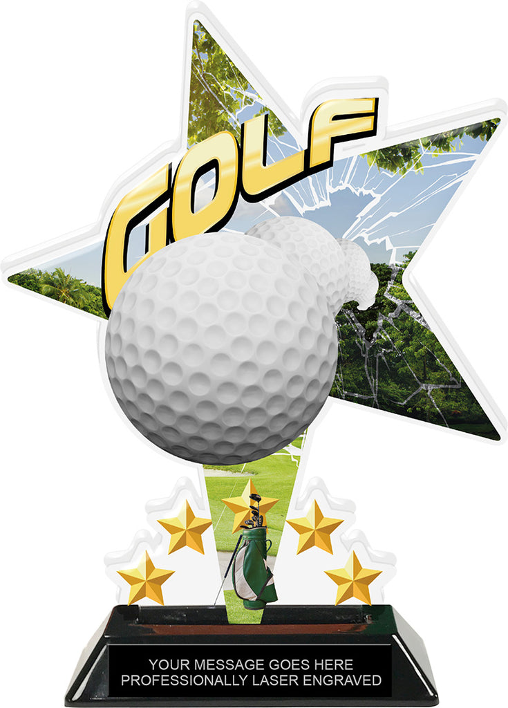 Golf Shattered Star Colorix Acrylic Trophy- 8.5 inch [TACR85-STR-GL-Q]