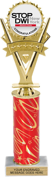 Five-Star Victory Custom Insert Trophy w/ Column - 12 inch [TXi12-J57]