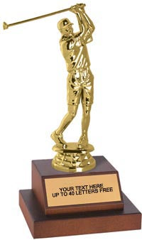 Golfer Figure on Wood Base Trophy [TWB-GLM]