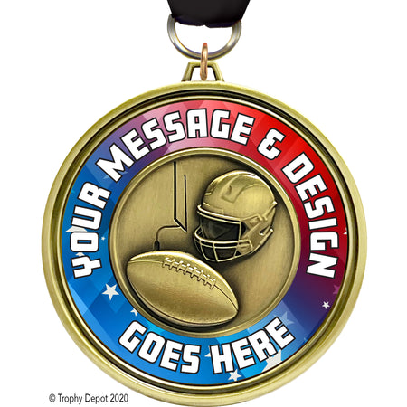 Custom 3 inch Eclipse Insert Medal - Football [MXEL1-FB]