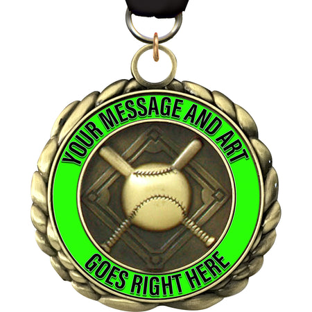 2.5" Custom Baseball Wraparoundz Insert Medal [MXWZ2-BS]