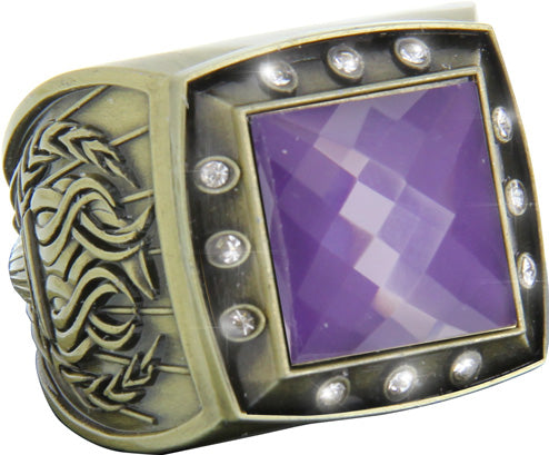 Championship Ring with Purple Center Stone- Gold [RGSJ-G-12ST-PRP]