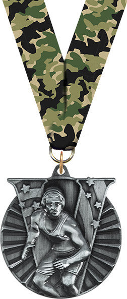Wrestling Victory Medal- Silver [MVM2-WS-S]