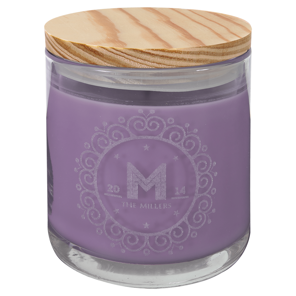 14oz Lavender Vanilla Candle in Glass with Wood Lid [CJDL05-3-LV]