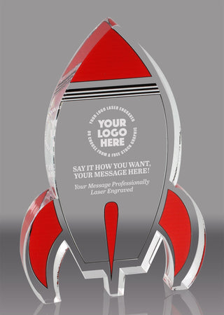 Red Rocket Acrylic Award - 5 inch [ATRKT-RED-5-Q]
