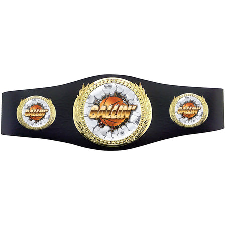 Basketball 40 inch Youth Triple Art Champion Award Belt - Ballin' [C3SAB3-BK-BLN]