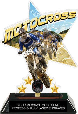 Motocross Shattered Star Colorix Acrylic Trophy- 7 inch [TACR7-STR-DB-Q]