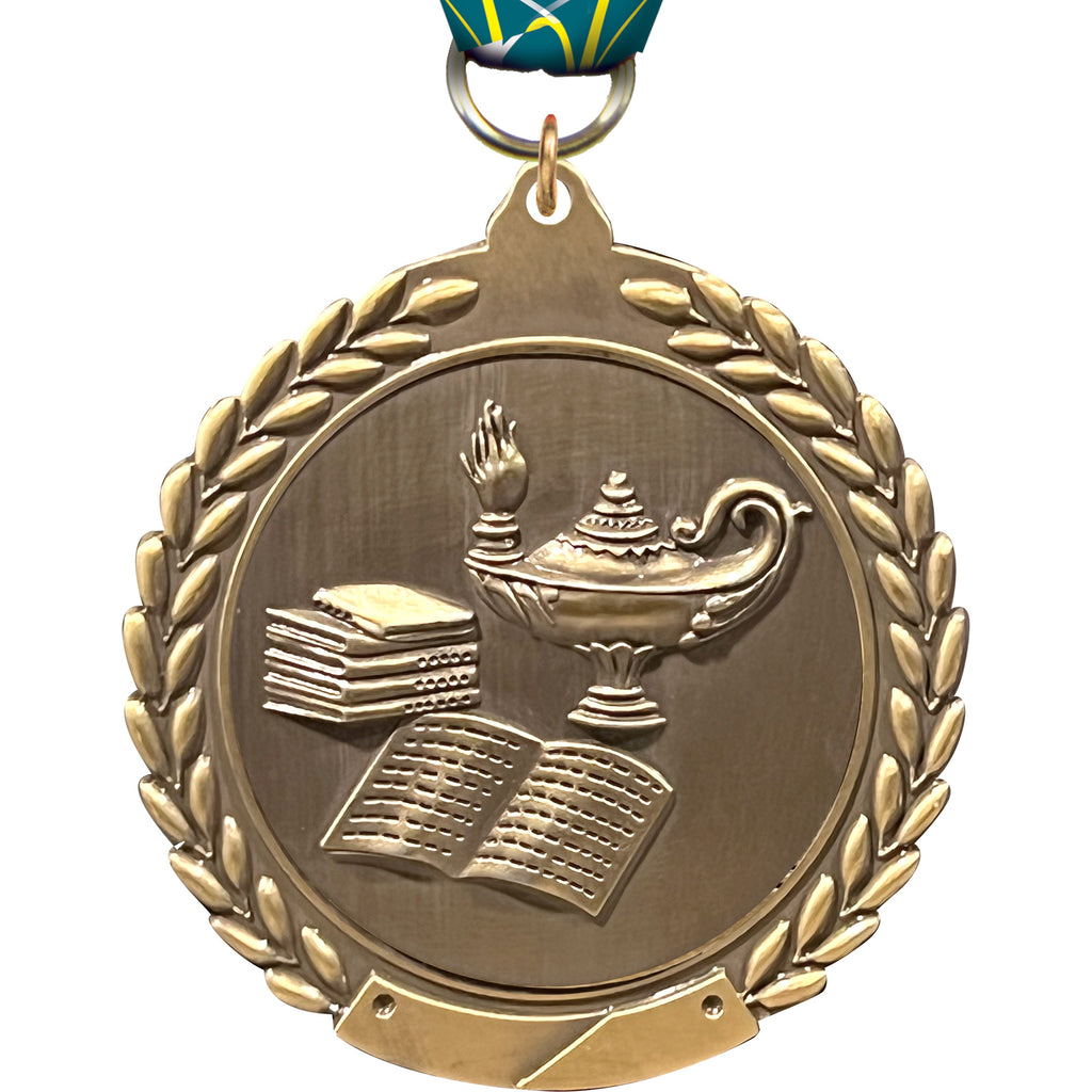 Lamp of Knowledge Wreath Framed Medal