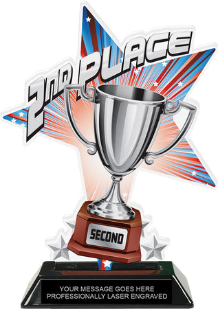 2nd Place Shattered Star Colorix Acrylic Trophy- 7 inch [TACR7-STR-2ND-Q]