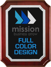 Custom Rosewood Piano-finish Plaque with Silver Florentine Border 8"x10.5" [TD4562-FC]