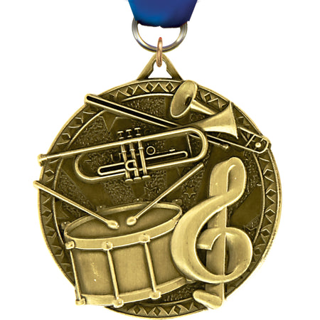 2" Music-Marching Band Ultra-Impact 3-D Medal [MDTD2-MRCBD]