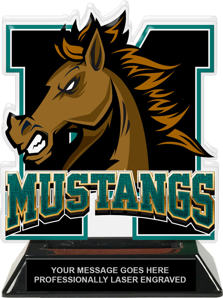 Mustangs Mascot Colorix-T Acrylic Trophy - 6.25 inch Teal [TACR6-MSCT-MSTG-TEAL-Q]