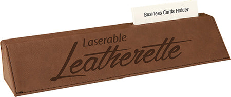 Dark Brown Leatherette Desk Wedge Nameplate with Business Card Holder [NPJLW-2310]