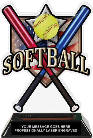 Softball Homeplate Colorix Acrylic Trophy- 7 inch [TACR7-HP-SB-Q]