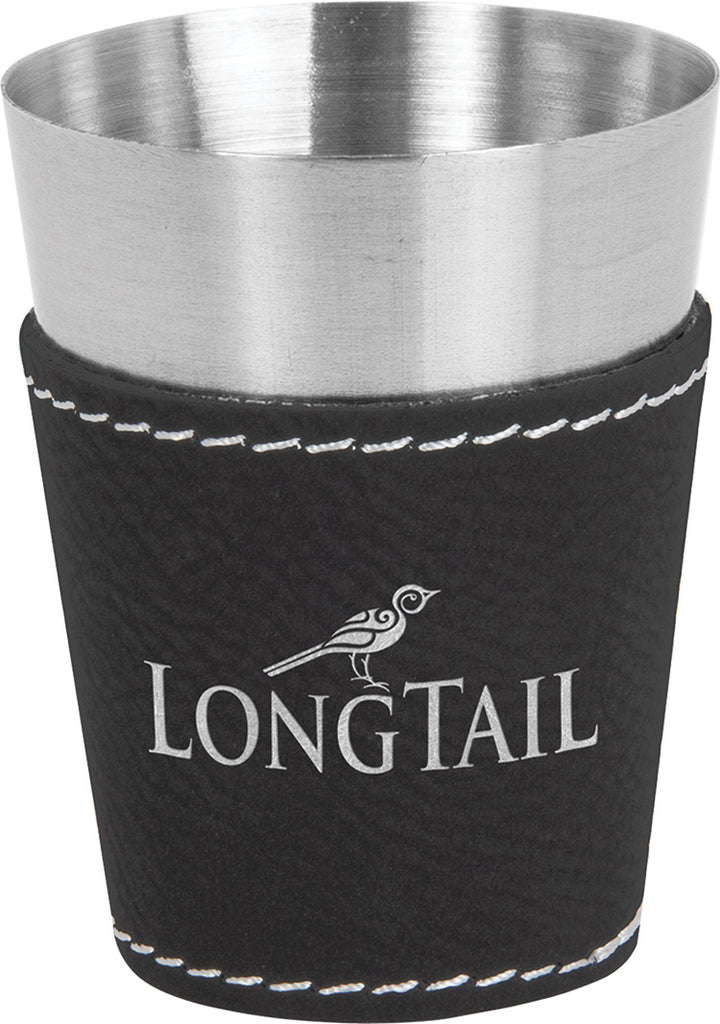 Leatherette Stainless Shot Glass -Black/Silver [JSL-051]