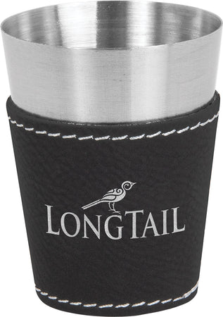 Leatherette Stainless Shot Glass -Black/Silver [JSL-051]