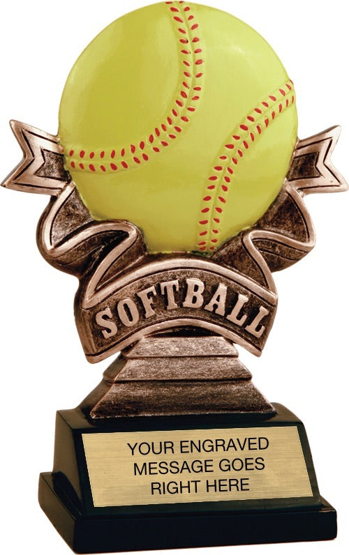 Softball Ribbon Resin Trophy- 5.5 inch [RJRIB5-SB-5]