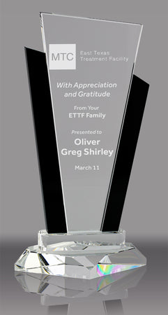 Crystal Marquee with Black Uprights Award - 9 inch [CF2-9-BLK-X]