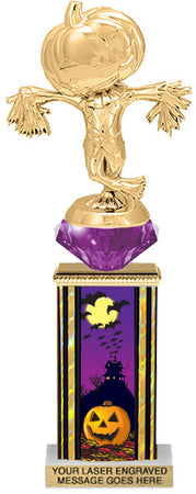 Halloween Haunted House Diamond Riser Rectangle Column Trophy- 11 inch [TDRSQ11STK-HH]