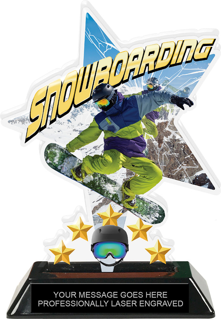 Snowboarding Shattered Star Colorix Acrylic Trophy- 7 inch [TACR7-STR-SNWBRD-Q]