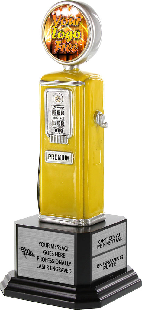 Premium Gas Pump Custom Insert Resin Trophy on Monument Base [TXSGPMB-84]
