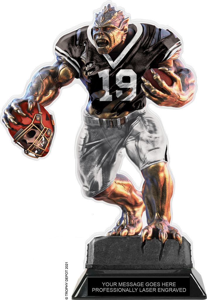 Beast Football Choose Your Number Acrylic Trophy - 10 inch Black [TACR10-BST-FB-BLK-Q]