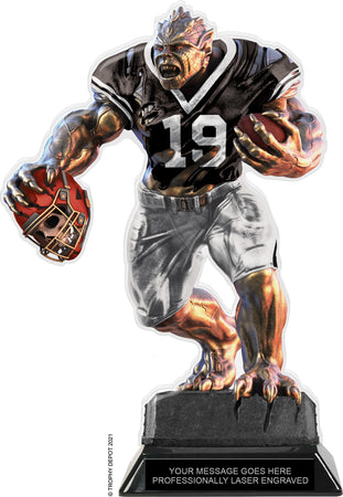 Beast Football Choose Your Number Acrylic Trophy - 10 inch Black [TACR10-BST-FB-BLK-Q]