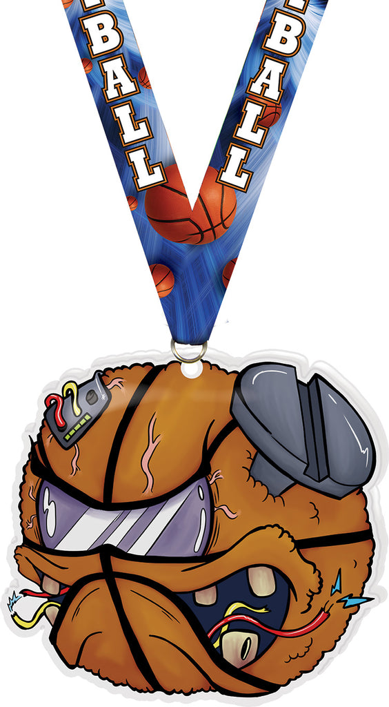 Basketball Zomball Colorix-M Acrylic Medal - 5 inch [MACR5-ZMBL-BK-Q]
