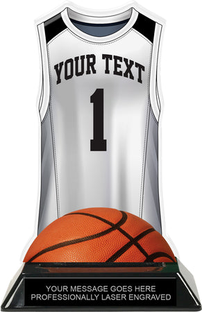 Basketball Jersey Colorix-T Acrylic Trophy- White [TACR7-JSY-BK-WHT-Q]