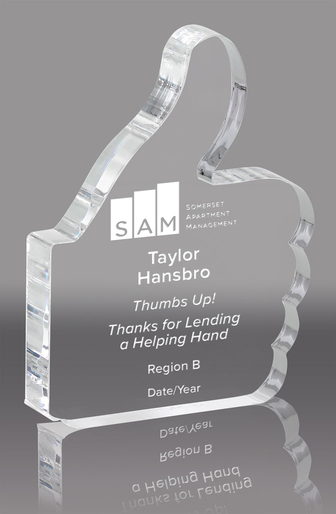 Thumbs Up Clear Acrylic Block - 5.25 inch [ATHM-5-Q]