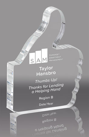 Thumbs Up Clear Acrylic Block - 5.25 inch [ATHM-5-Q]
