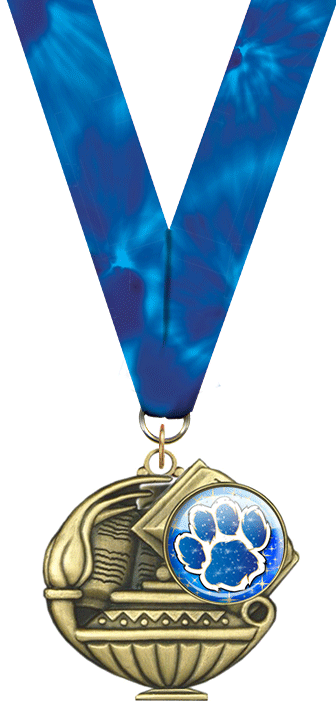 2" Paw Blue & White Insert Academic Medal [MAP2-i-PAW-BLWHT]