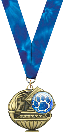 2" Paw Blue & White Insert Academic Medal [MAP2-i-PAW-BLWHT]