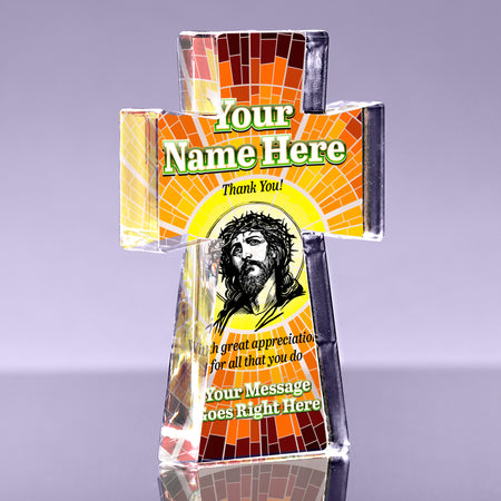 1 inch Thick Stained Glass Acrylic Cross Award - Radiance - 7.5 inch [ATCRS17-SG2-Q]