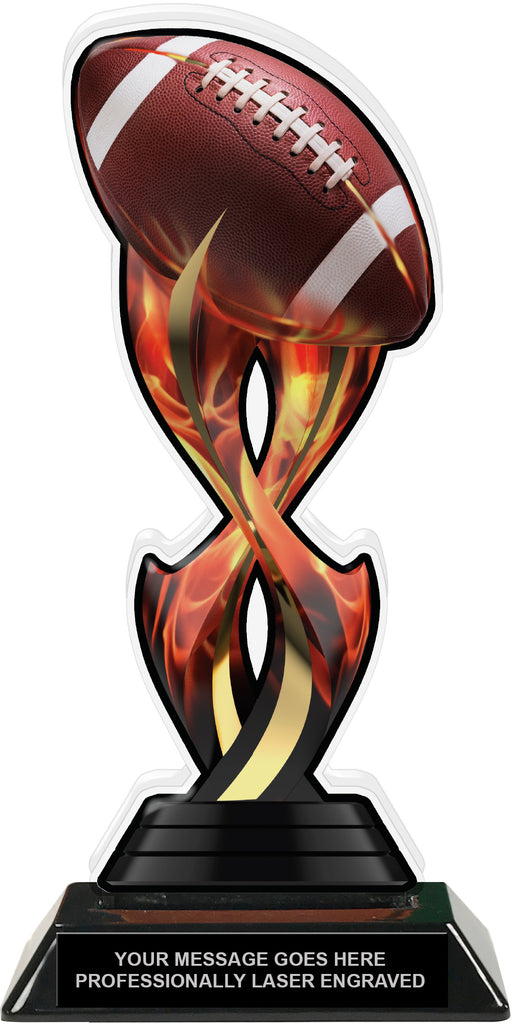 Football Tribal Flames Acrylic Trophy- 10 inch [TACR10-TF-FB-Q]