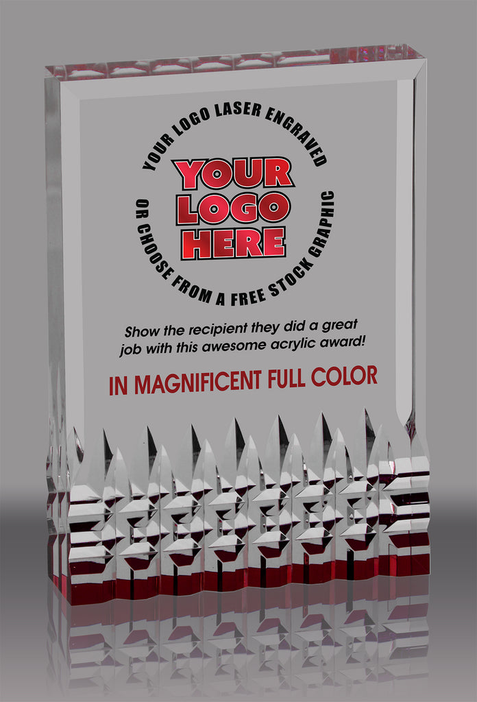 Custom Reflective Base Acrylic Award- Red 3.5x5 inch [ACRS-3R-FC]