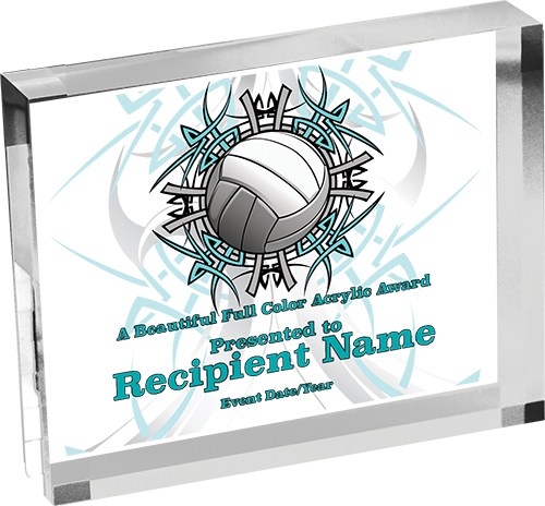 Volleyball Horizontal Vibrix Acrylic Award [A43BH-VB]