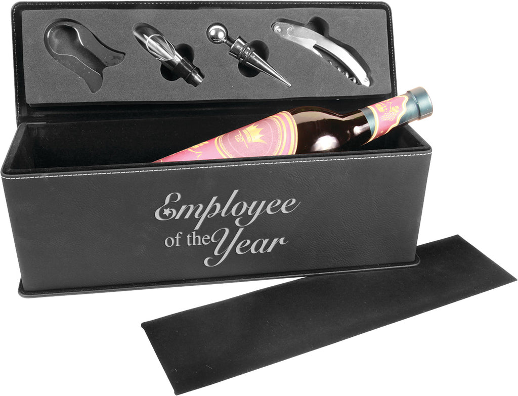 Leatherette Single Wine Box with Tools- Black [GWJBX79]