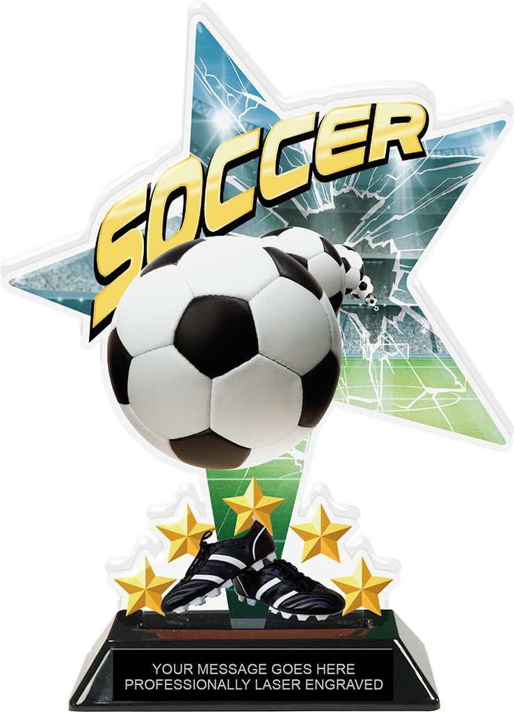 Soccer Shattered Star Colorix Acrylic Trophy- 8.5 inch [TACR85-STR-SC-Q]